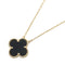 Vintage Alhambra Pendant Necklace 18K Yellow Gold and Onyx