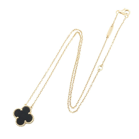 Vintage Alhambra Pendant Necklace 18K Yellow Gold and Onyx