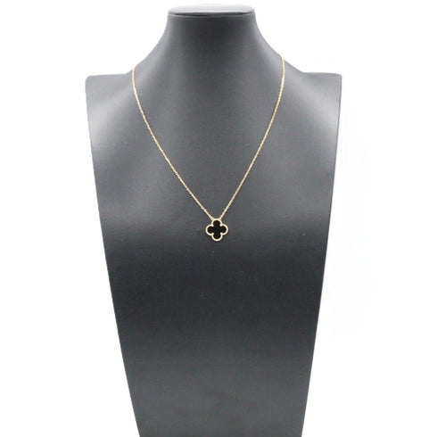 Vintage Alhambra Pendant Necklace 18K Yellow Gold and Onyx