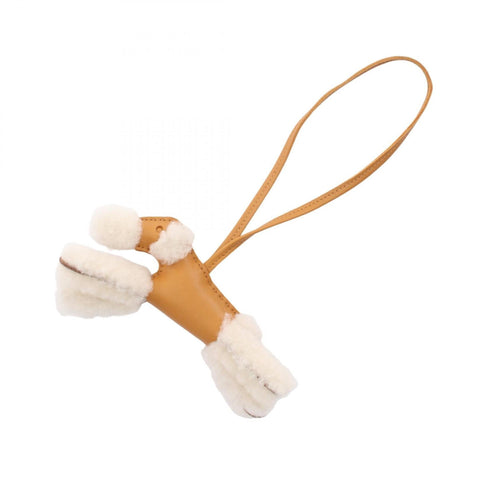 Charm Agneau Milo and Fur Brown and White Handbag Charm