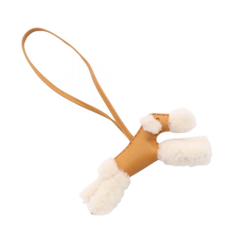 Charm Agneau Milo and Fur Brown and White Handbag Charm