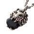 Pendant Necklace Glass and Metal Black and Silver