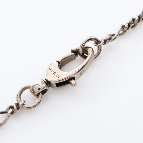 Pendant Necklace Glass and Metal Black and Silver