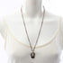 Pendant Necklace Glass and Metal Black and Silver