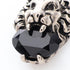 Pendant Necklace Glass and Metal Black and Silver