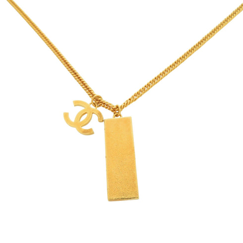 CC Logo Pendant Necklace Gold-Tone Metal