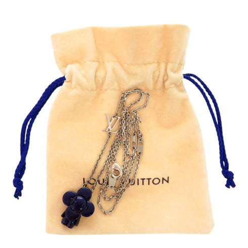 Pendant Necklace Metal Blue and Silver