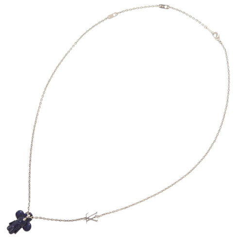 Pendant Necklace Metal Blue and Silver