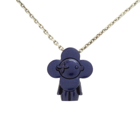 Pendant Necklace Metal Blue and Silver