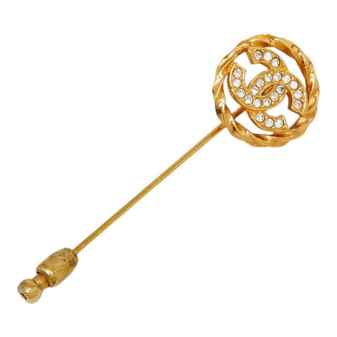 CC Logo Brooch Gold-Tone Metal