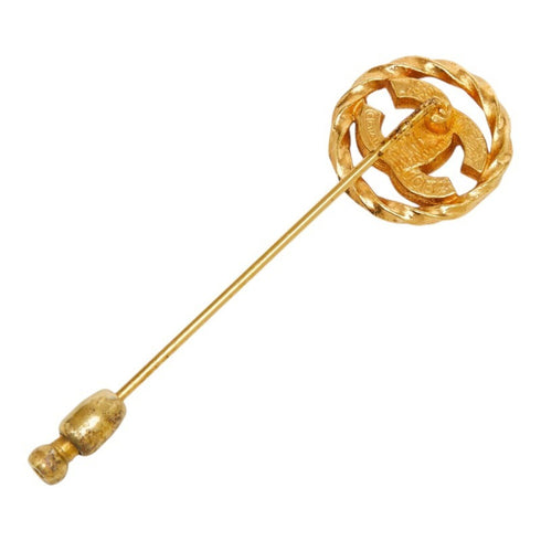 CC Logo Brooch Gold-Tone Metal