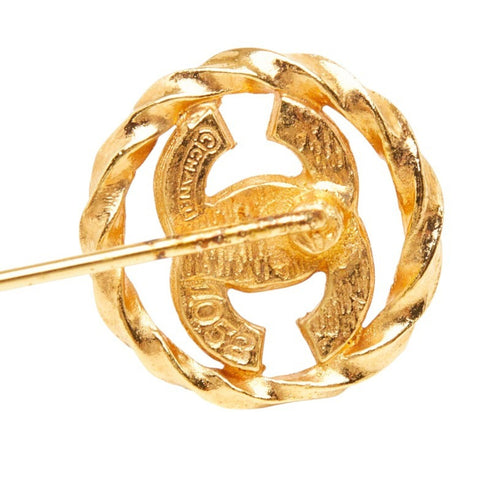 CC Logo Brooch Gold-Tone Metal