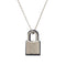 Pendant Necklace Metal and Swift Leather Navy and Silver