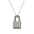 Pendant Necklace Metal and Swift Leather Navy and Silver