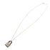 Pendant Necklace Metal and Swift Leather Navy and Silver