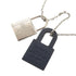 Pendant Necklace Metal and Swift Leather Navy and Silver