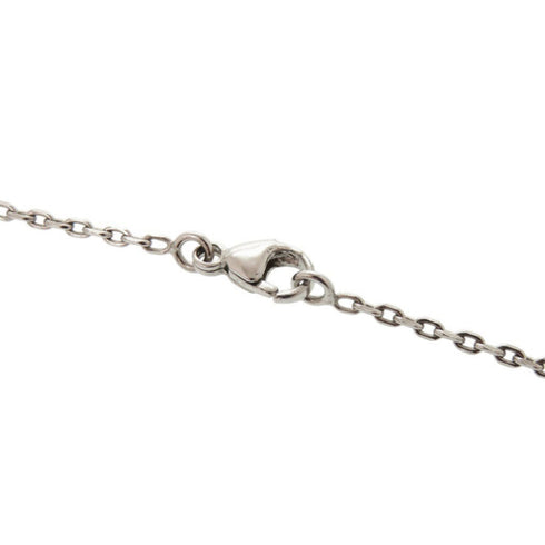 Pendant Necklace Metal and Swift Leather Navy and Silver