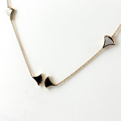 Pendant Necklace 18K Rose Gold with Onyx and Shell