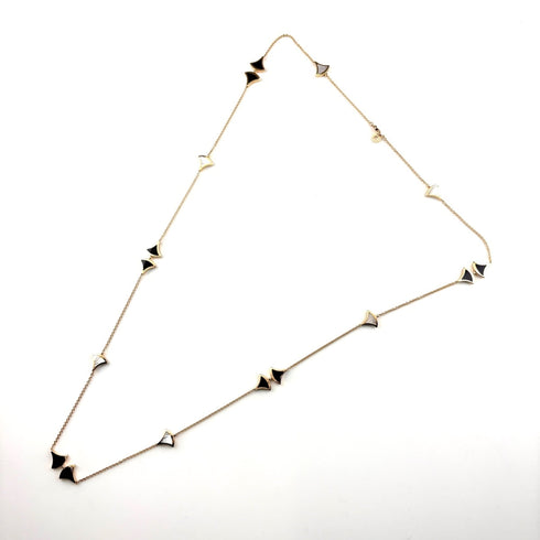 Pendant Necklace 18K Rose Gold with Onyx and Shell