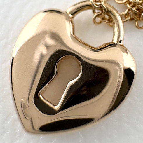 Lock Heart Pendant Necklace 18K Rose Gold Mini
