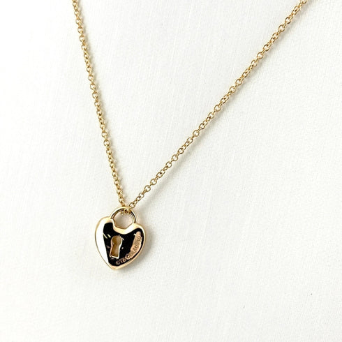 Lock Heart Pendant Necklace 18K Rose Gold Mini