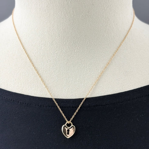 Lock Heart Pendant Necklace 18K Rose Gold Mini