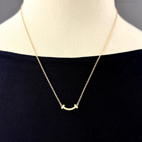 T Smile Mini Pendant Necklace 18K Rose Gold