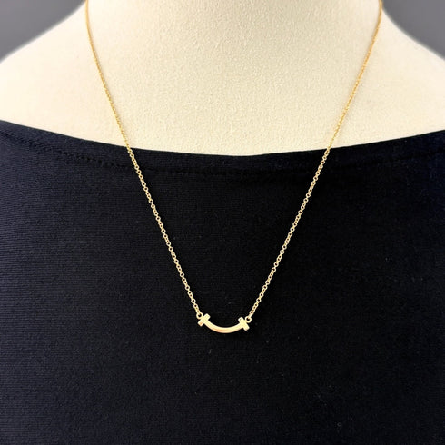 T Smile Mini Pendant Necklace 18K Yellow Gold