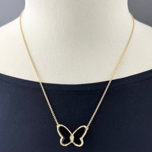 Pendant Necklace 18K Yellow Gold with Onyx