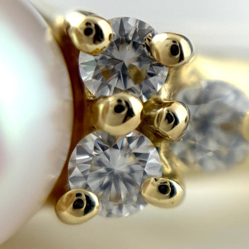 Ring 18K Yellow Gold with Diamond and Pearl