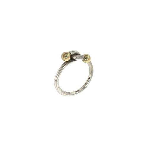 Vintage Band Ring Sterling Silver and 18K Yellow Gold