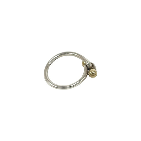 Vintage Band Ring Sterling Silver and 18K Yellow Gold