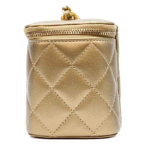 All Slide Long Vanity Case with Chain Quilted Lambskin Small