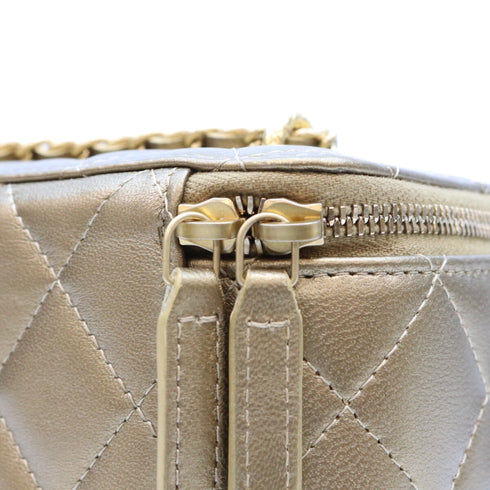 All Slide Long Vanity Case with Chain Quilted Lambskin Small