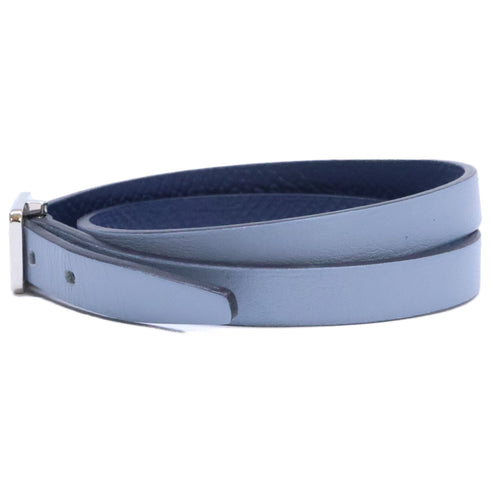 Charm Bracelet Leather Light Blue and Navy