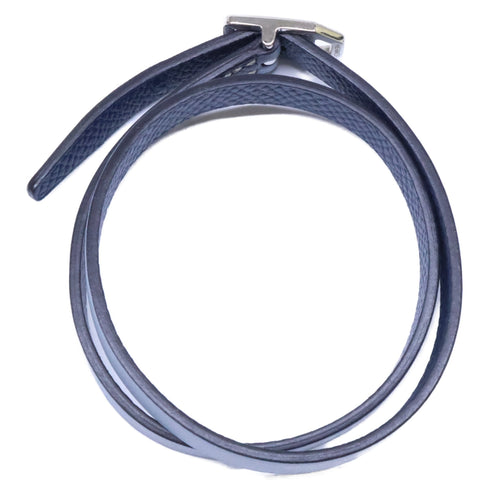 Charm Bracelet Leather Light Blue and Navy