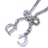 Ribbon Pendant Necklace Metal Pink and Silver with Rhinestone
