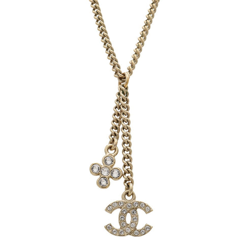 CC Logo Chain Pendant Necklace Gold-Tone Metal