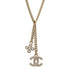CC Logo Chain Pendant Necklace Gold-Tone Metal