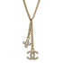 CC Logo Chain Pendant Necklace Gold-Tone Metal