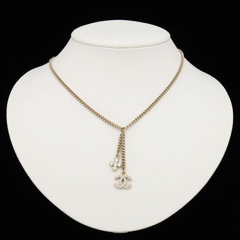 CC Logo Chain Pendant Necklace Gold-Tone Metal