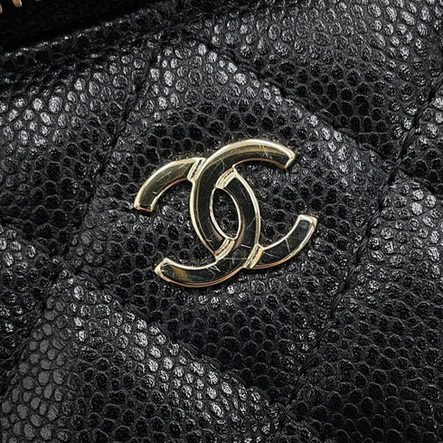 Classic Vanity Case with Chain Quilted Caviar Small