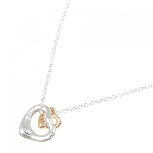 Open Heart Pendant Necklace Sterling Silver with 18K Rose Gold 11.3mm