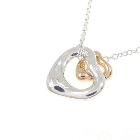 Open Heart Pendant Necklace Sterling Silver with 18K Rose Gold 11.3mm