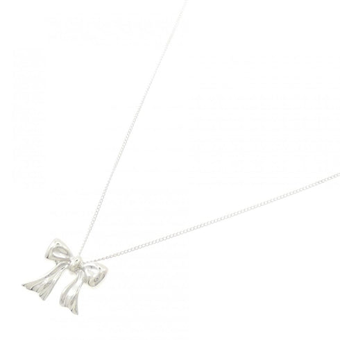 Blue Box Bow Pendant Necklace Sterling Silver