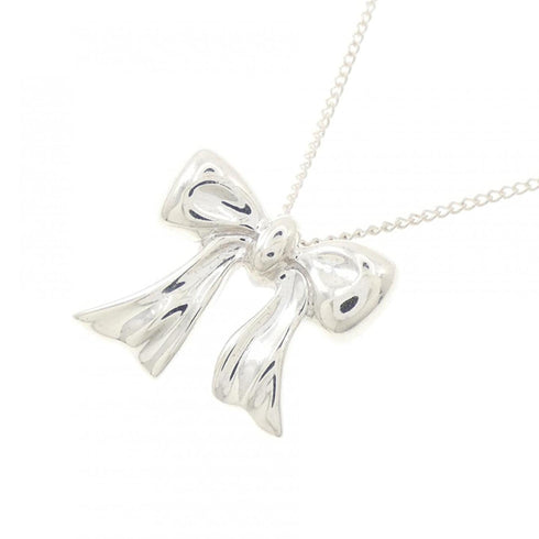 Blue Box Bow Pendant Necklace Sterling Silver