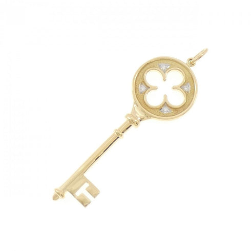 Quarterfoil Key Pendant Necklace 18K White Gold and 18K Yellow Gold
