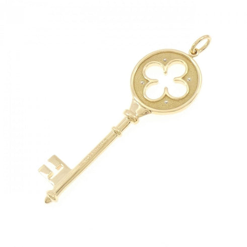 Quarterfoil Key Pendant Necklace 18K White Gold and 18K Yellow Gold