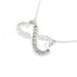 Double Loving Heart Pendant Necklace 18K White Gold with Diamond