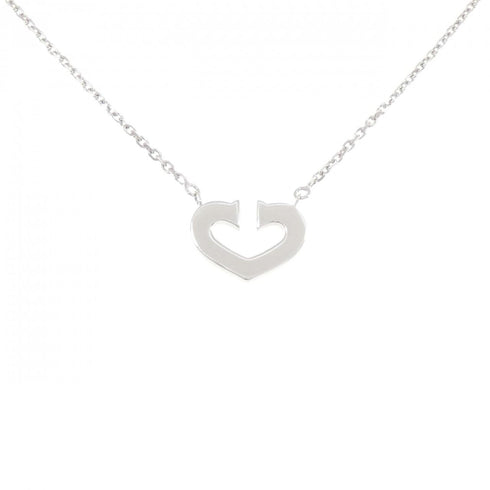 C Heart Pendant Necklace 18K White Gold